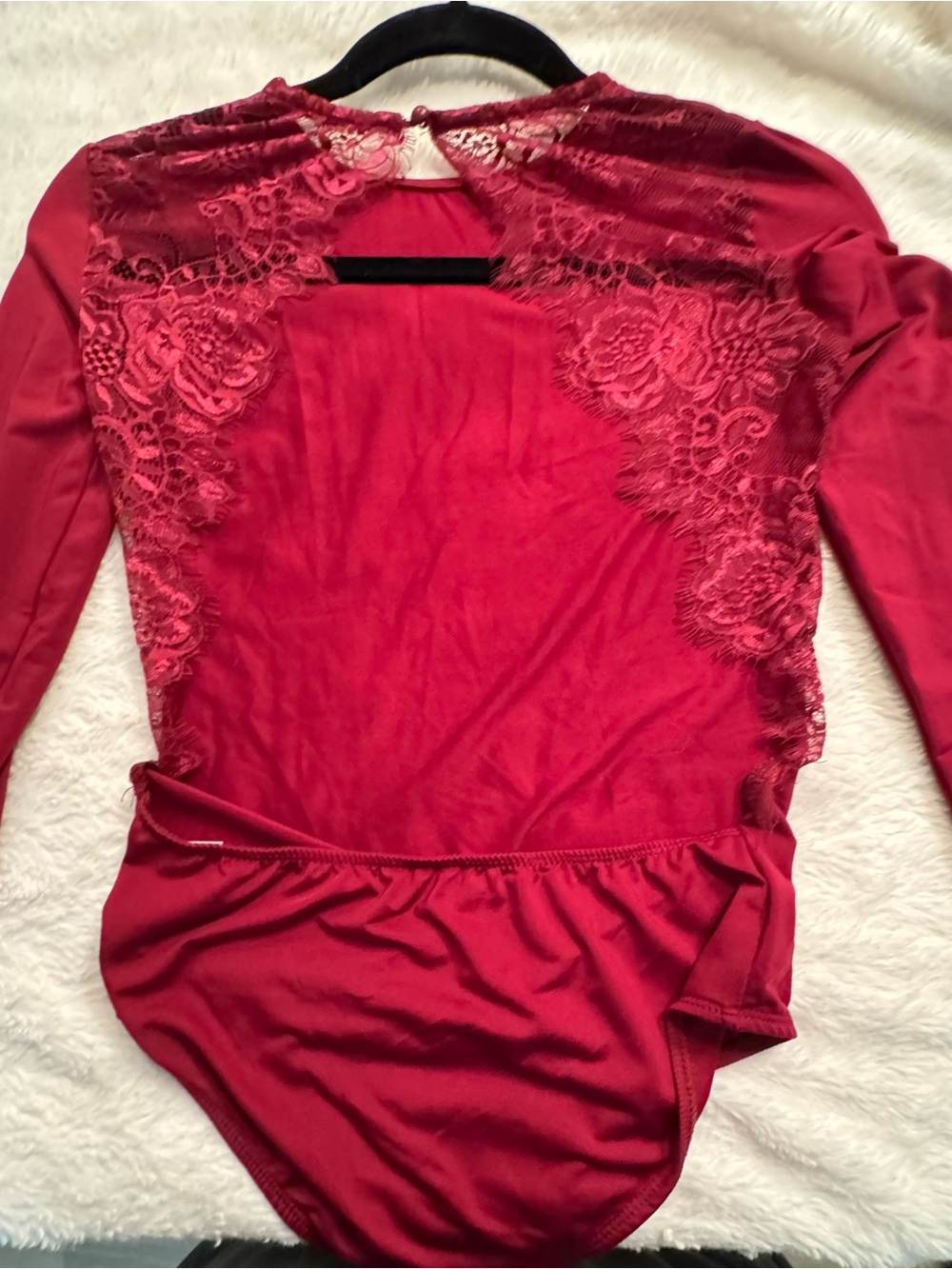 Women's Openback Long Sleeve Bodysuit in Burgundy